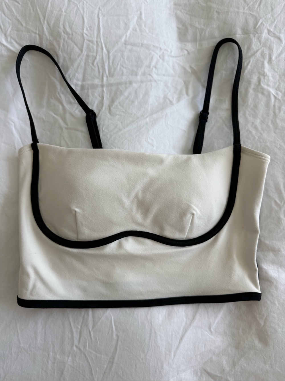 ALO Yoga White Cropped Bustier with Black Trim